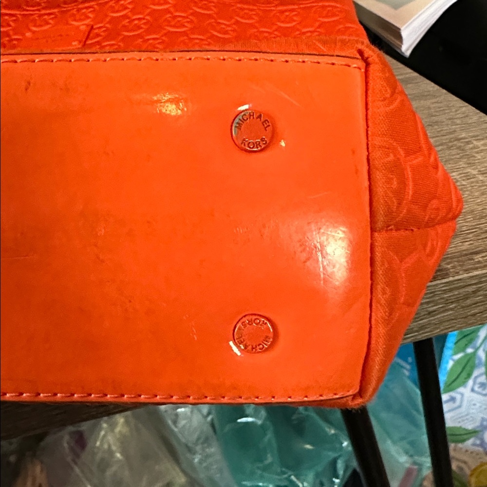Michael Kors Orange Embossed Tote - Picture 8 of 12